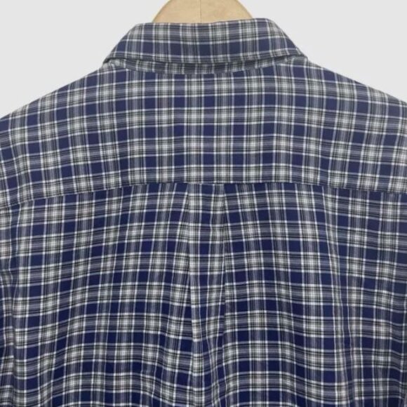 Peter Millar Button Down Long Sleeve Shirt Plaid Soft Blue/White Men’s Size MED - Picture 5 of 5
